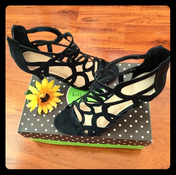 Black Strappy Sexy Kelly & Katie Stilettos - Picture 1 of 8